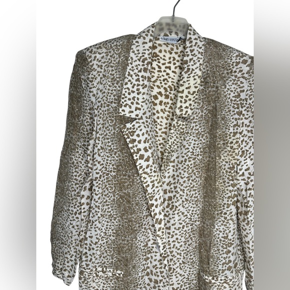Vintage Mary Ann Restivo Womens Leopard Print Longline Blazer Size 10 - Picture 2 of 13